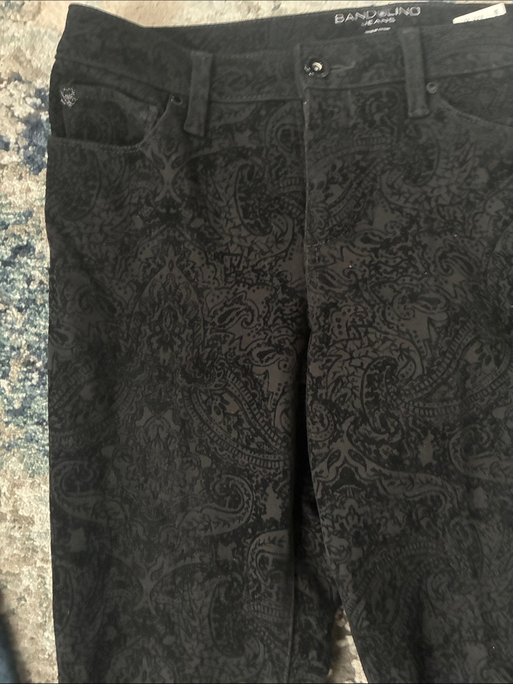 Women’s Paisley-Texture Jeans - Blue and Black - Picture 4 of 4